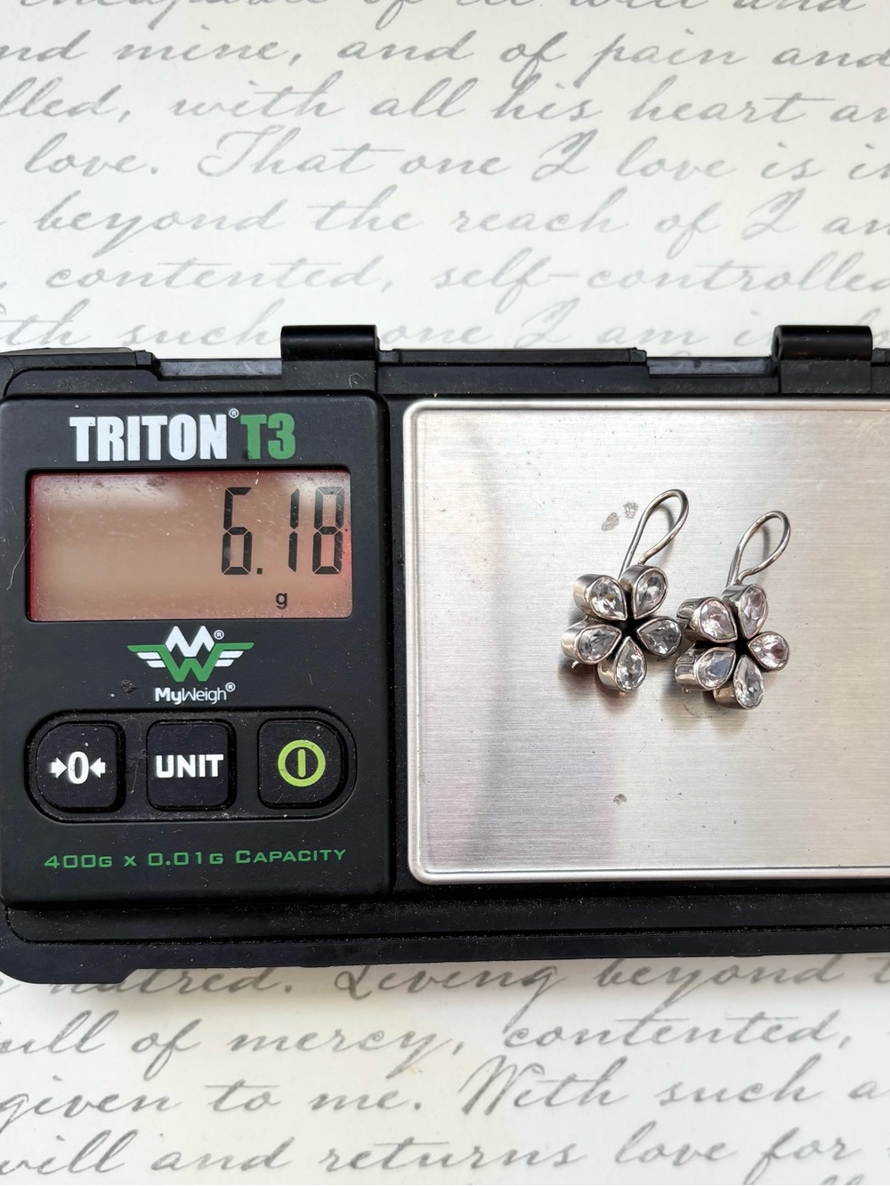 Clear Zircon Floral Drop Earrings in Sterling Silver - Picture 5 of 6
